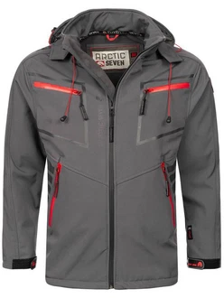 Arctic Seven Herren Designer Softshell Funktions Outdoor Regen Jacke Sport AS088 Hellgrau/Dunkelgrau/Grau