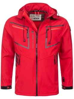 Arctic Seven Herren Designer Softshell Funktions Outdoor Regen Jacke Sport AS088 Rot