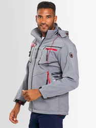 Arctic Seven Herren Designer Softshell Funktions Outdoor Regen Jacke Sport AS088 Hellgrau/Grau/Rot