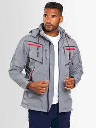 Arctic Seven Herren Designer Softshell Funktions Outdoor Regen Jacke Sport AS088 Hellgrau/Grau/Rot