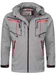 Arctic Seven Herren Designer Softshell Funktions Outdoor Regen Jacke Sport AS088 Hellgrau/Grau/Rot