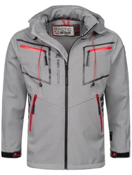 Arctic Seven Herren Designer Softshell Funktions Outdoor Regen Jacke Sport AS088 Hellgrau/Grau/Rot