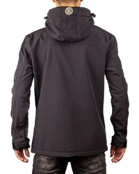 Geographical Norway Softshelljacke Casual Outdoor Jacke Batakeaway mit Kapuze (1) Dunkelgrau/Gelb/Orange