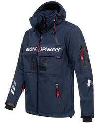 Geographical Norway Softshelljacke Herren Windbreaker Regenjacke Dunkelblau/Hellblau/Rot