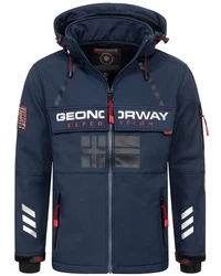 Geographical Norway Softshelljacke Herren Windbreaker Regenjacke Dunkelblau/Hellblau/Rot