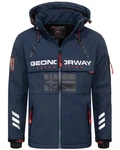 Geographical Norway Softshelljacke Herren Windbreaker Regenjacke Dunkelblau/Hellblau/Rot