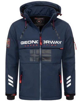 Geographical Norway Softshelljacke Herren Windbreaker Regenjacke Dunkelblau/Hellblau/Rot