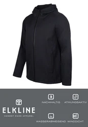 Elkline Softshelljacke Serious sportlich mit Kapuze Schwarz