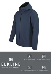 Elkline Softshelljacke Serious sportlich mit Kapuze Dunkelblau/Blau