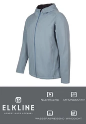 Elkline Softshelljacke Serious sportlich mit Kapuze Grau/Blau/Hellblau