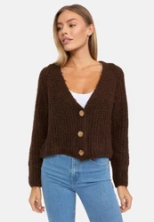 Decay Strickjacke V-Ausschnitt Braun/Dunkelbraun