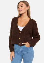Decay Strickjacke V-Ausschnitt Braun/Dunkelbraun