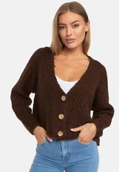 Decay Strickjacke V-Ausschnitt Braun/Dunkelbraun