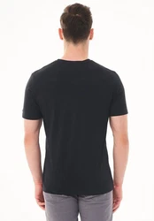 ORGANICATION T-Shirt Herren V-Ausschnitt Bedruckt Schwarz