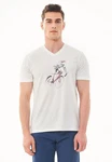 ORGANICATION T-Shirt Men's Printed V-neck T-shirt Off White