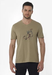T-Shirt Men's Printed V-neck T-shirt in Olive