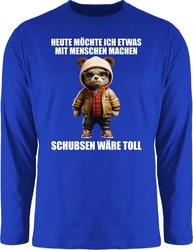 Shirtracer Rundhalsshirt Statement Schubsen wre toll Heute mchte ich etwas mit Menschen machen Blau/Braun/Dunkelblau