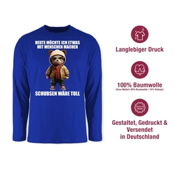 Shirtracer Rundhalsshirt Statement Schubsen wre toll Heute mchte ich etwas mit Menschen machen Blau/Braun/Dunkelblau