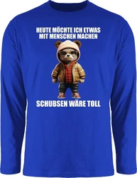 Shirtracer Rundhalsshirt Statement Schubsen wre toll Heute mchte ich etwas mit Menschen machen Blau/Braun/Dunkelblau