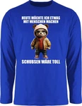 Shirtracer Rundhalsshirt Statement Schubsen wre toll Heute mchte ich etwas mit Menschen machen Blau/Braun/Dunkelblau