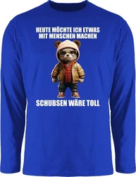Shirtracer Rundhalsshirt Statement Schubsen wre toll Heute mchte ich etwas mit Menschen machen Blau/Braun/Dunkelblau