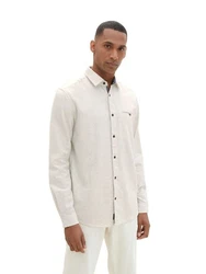 TOM TAILOR Langarmhemd STRUCTURED TWILL Weiß/Creme