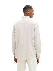TOM TAILOR Langarmhemd STRUCTURED TWILL Weiß/Creme