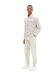 TOM TAILOR Langarmhemd STRUCTURED TWILL Weiß/Creme