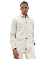 TOM TAILOR Langarmhemd STRUCTURED TWILL Weiß/Creme