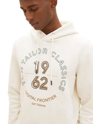 TOM TAILOR Hoodie PRINTED Beige/Weiß/Khaki/Creme