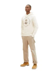 TOM TAILOR Hoodie PRINTED Beige/Weiß/Khaki/Creme