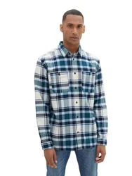 TOM TAILOR Langarmhemd COMFORT CHECK Hellblau/Blau