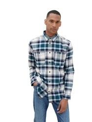 TOM TAILOR Langarmhemd COMFORT CHECK Hellblau/Blau