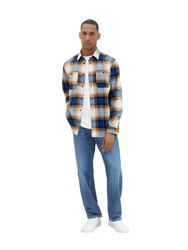TOM TAILOR Langarmhemd COMFORT CHECK Blau/Braun/Hellblau/Rot/Beige