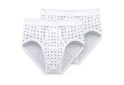 Schiesser Slip Cotton Essentials mit Eingriff Weiß/Blau/Creme/Braun
