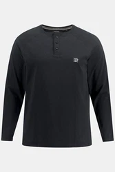 JP1880 Schlafanzug Henley Langarm Dunkelblau/Schwarz/Dunkelgrau