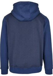 URBAN CLASSICS Rundhalspullover Urban Classics 2-Tone Fake Raglan Hoody Dunkelblau/Blau