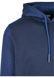 URBAN CLASSICS Rundhalspullover Urban Classics 2-Tone Fake Raglan Hoody Dunkelblau/Blau
