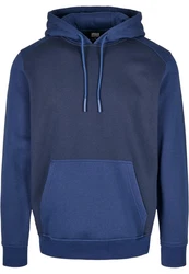 URBAN CLASSICS Rundhalspullover Urban Classics 2-Tone Fake Raglan Hoody Dunkelblau/Blau