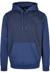 URBAN CLASSICS Rundhalspullover Urban Classics 2-Tone Fake Raglan Hoody Dunkelblau/Blau