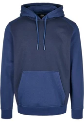 URBAN CLASSICS Rundhalspullover Urban Classics 2-Tone Fake Raglan Hoody Dunkelblau/Blau
