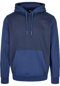 URBAN CLASSICS Rundhalspullover Urban Classics 2-Tone Fake Raglan Hoody Dunkelblau/Blau