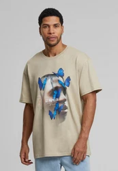 Mister Tee Herren Le Papillon Tee Beige/Braun/Khaki
