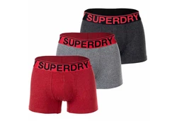 Superdry Herren Boxershorts TRUNK TRIPLE PACK Rot/Schwarz/Grau
