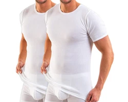 HERMKO Unterziehshirt Bio kurzarm 2er Pack (3848) Weiß/Creme