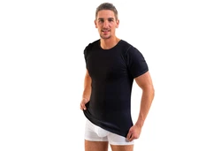 HERMKO Unterziehshirt Bio kurzarm 2er Pack (3848) Dunkelblau/Schwarz