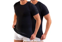 HERMKO Unterziehshirt Bio kurzarm 2er Pack (3848) Dunkelblau/Schwarz