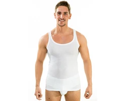 HERMKO Achselhemd Funktionsunterwäsche Unterhemd 63000 Creme/Weiß/Rot