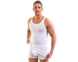 HERMKO Herren Unterhemd 16000 Creme/Weiß