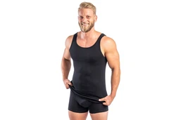 HERMKO Achselhemd Tank Top Herren 3000 Schwarz/Rot